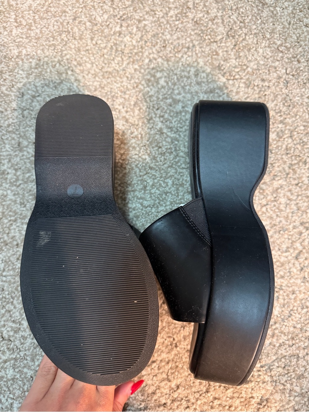 Black Open-Toe Slide plaforms - Picture 3 of 3